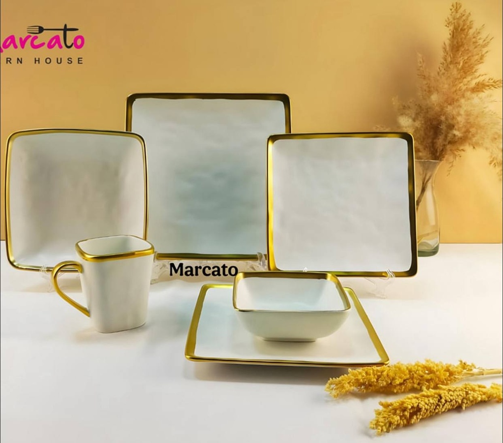  طقم عشاء 30 قطعه مربع حرف دهب