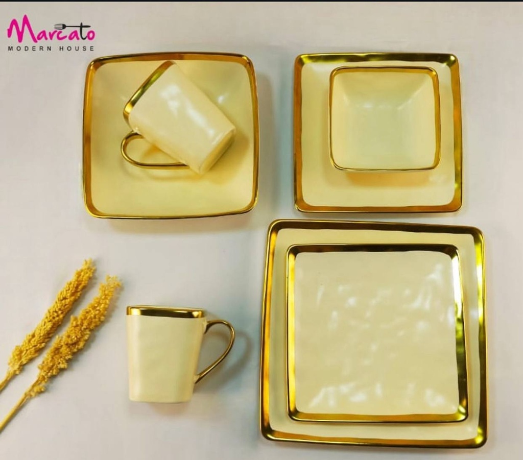  طقم عشاء 30 قطعه مربع حرف دهب