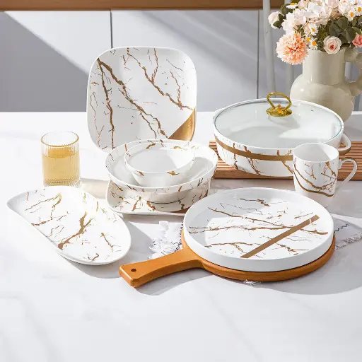[10005797] طقم عشاء 35 قطعه ماربل