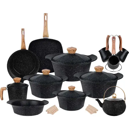 [00500035] طقم حلل ايديال هوم 23قطعة جرانيت 