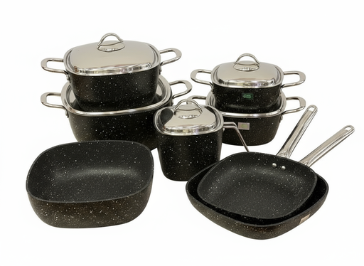 [10004247] طقم حلل سافلون 13قطعة جرانيت يد استيل