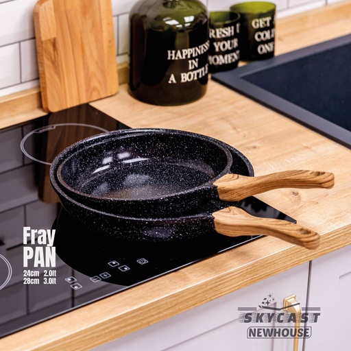 طقم مقلاية جرانيت  2 قطعه بيد خشبية سكاي كاست