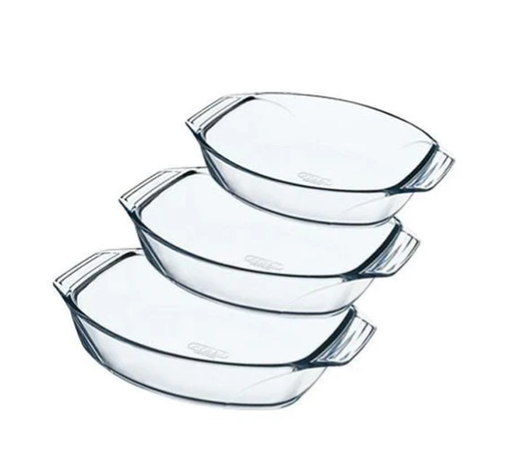 [91005002] طقم طواجن بيركس 3 قطع بيركس بيضاوي