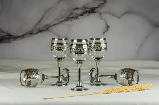 طقم كاس 6 قطع فضى مبخر